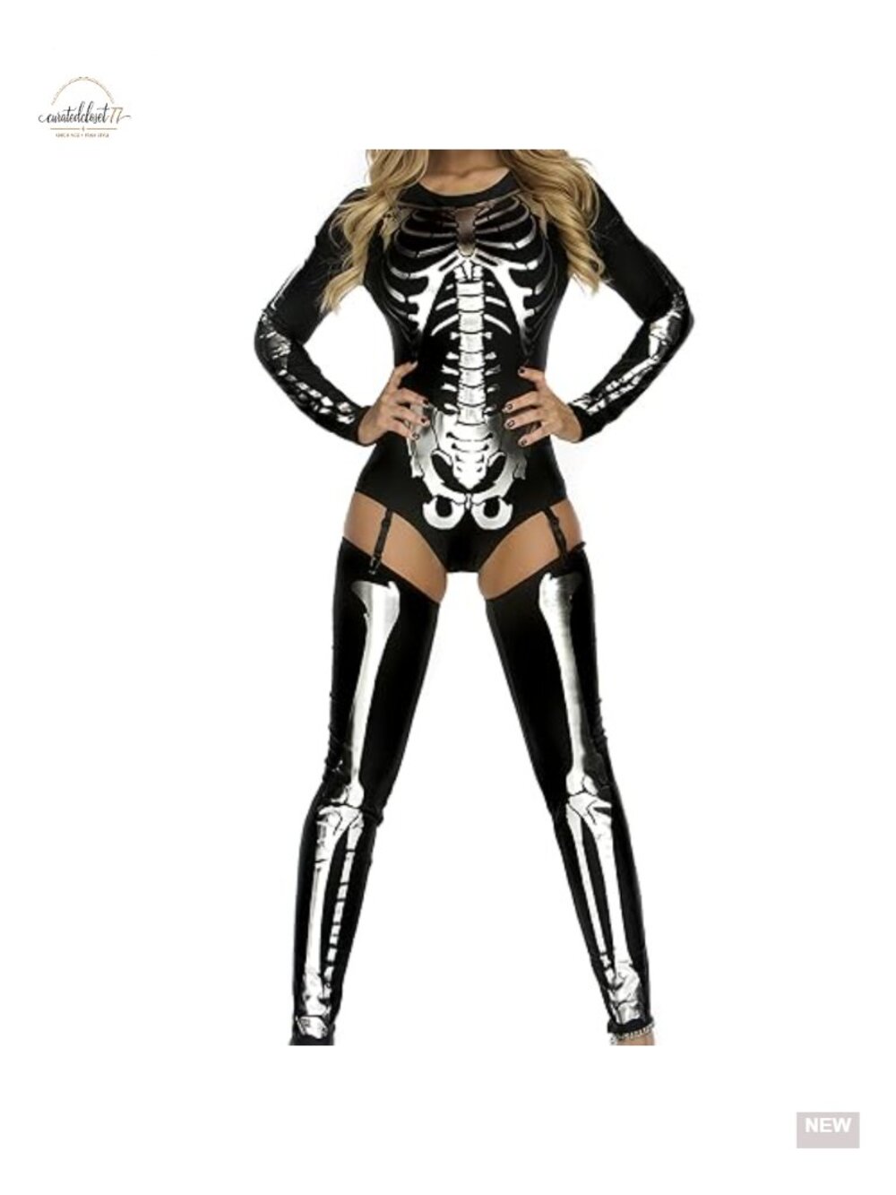 Snazzy Skeleton Sexy Costume Polyester Spandex High Neck Halloween